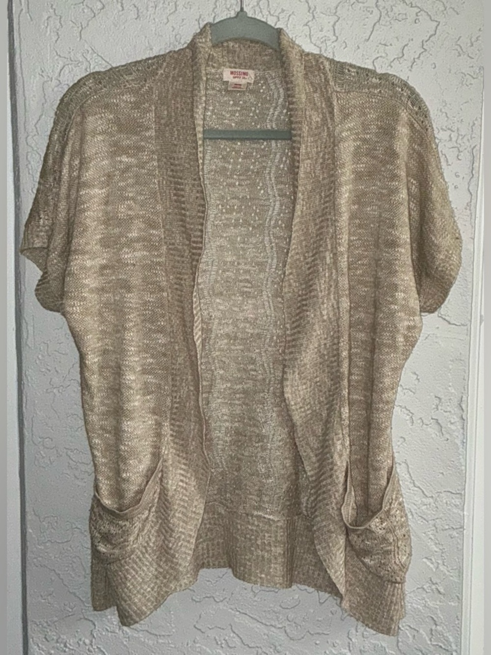 Mossimo Supply Co. Open-Front Short Sleeve Cardigan - Beige Taupe